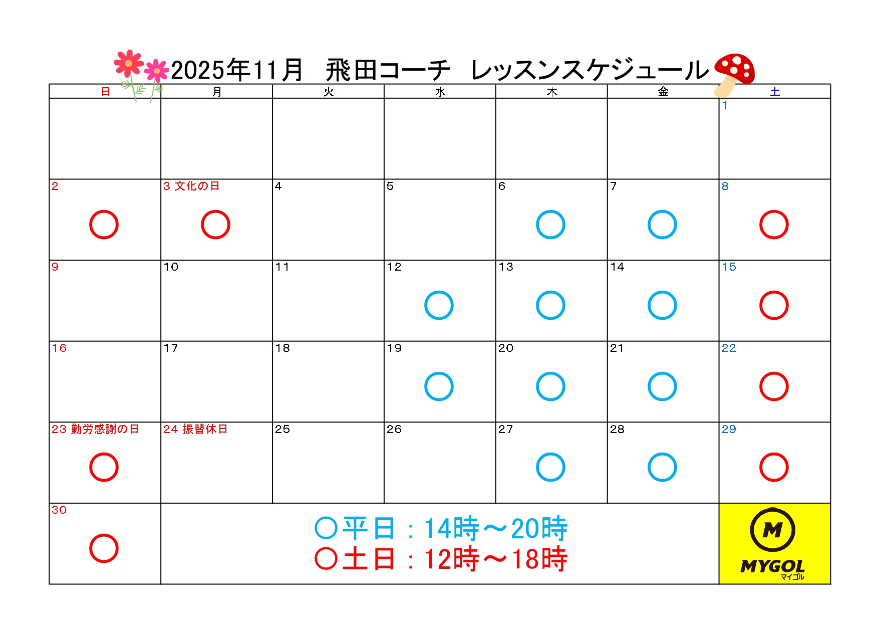 レッスンスケジュール